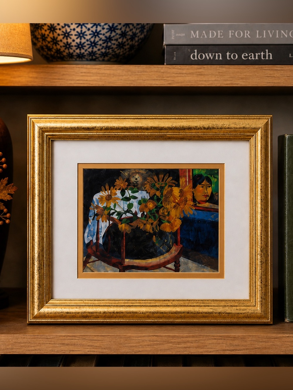 Mini Paul Gauguin “Still Life with Sunflowers on an Armchair” Framed Art Print